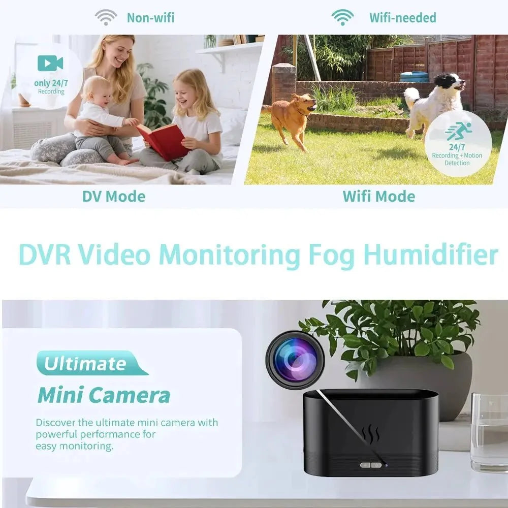 Mini Camera Full HD 1080P WiFi Home Monitor with Humidifier and Night Vision Pro