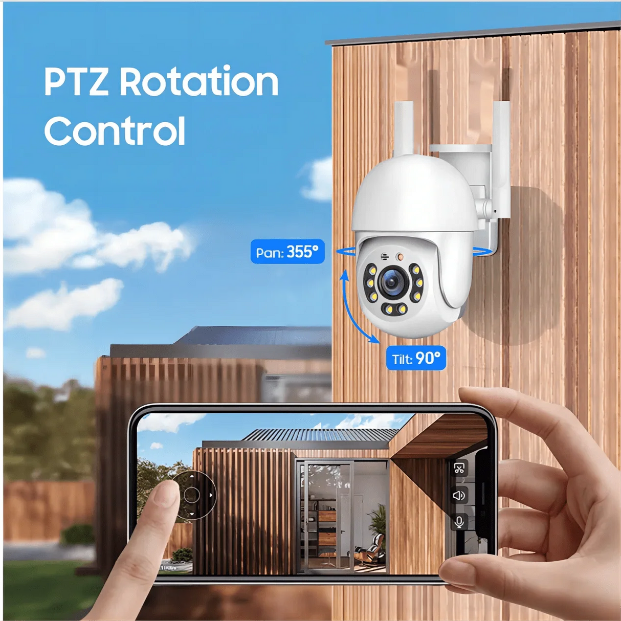 Tuya 4MP PTZ WIFI Outdoor Security Cameras - IP66 Weatherproof With AI Tracking