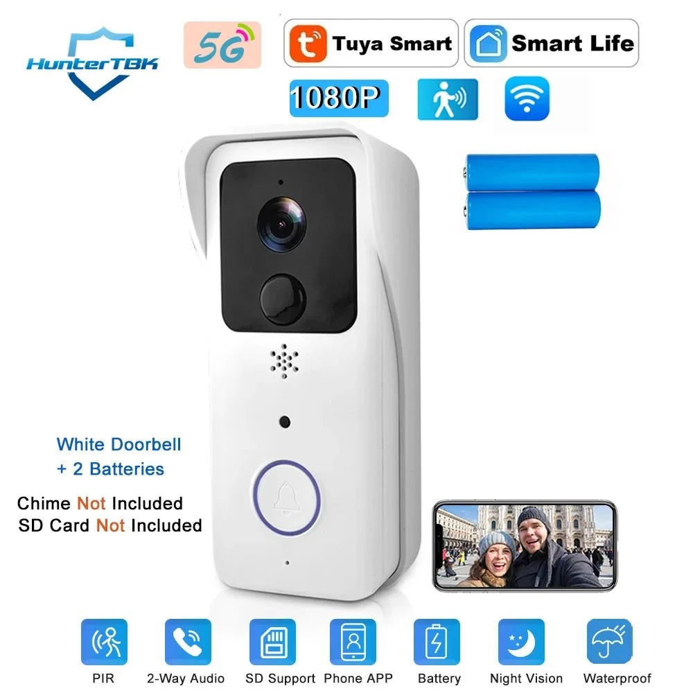 Tuya 5G 2.4G WiFi Video Doorbell 1080P HD Outdoor Waterproof - Handsfree Security