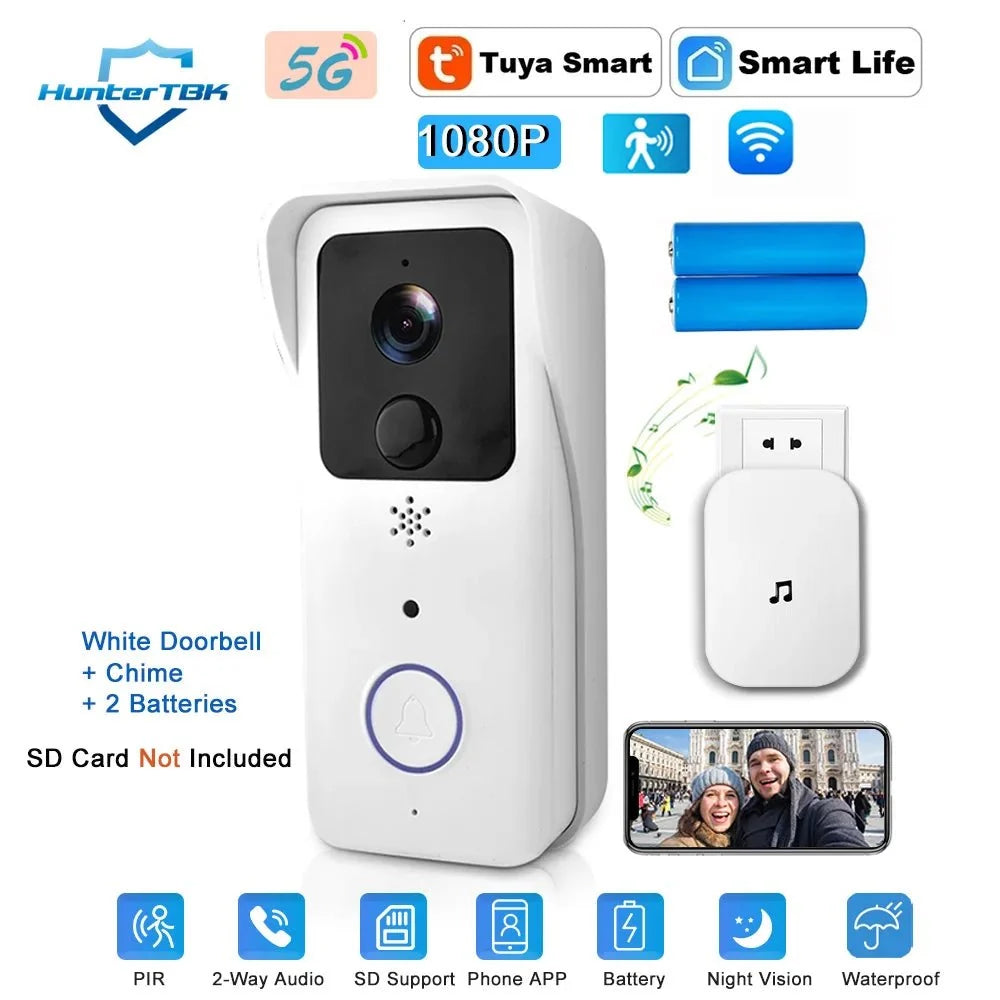 Tuya 5G 2.4G WiFi Video Doorbell 1080P HD Outdoor Waterproof - Handsfree Security