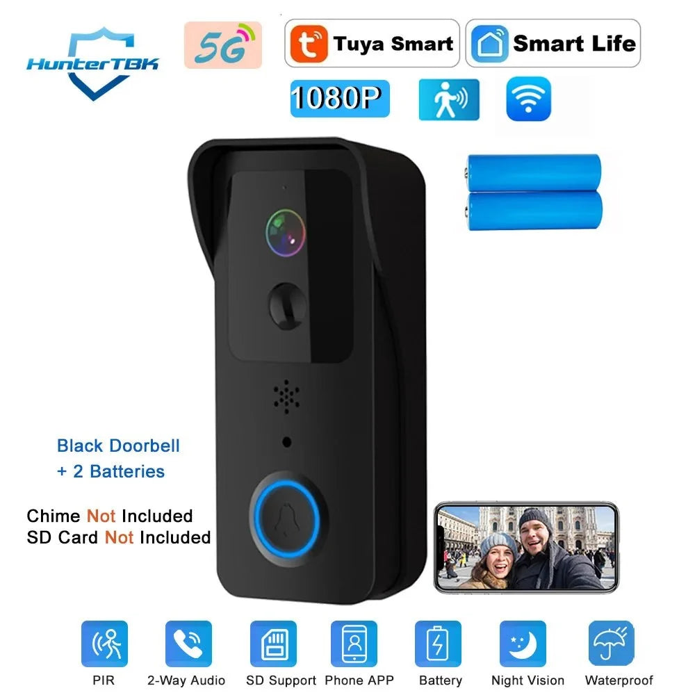 Tuya 5G 2.4G WiFi Video Doorbell 1080P HD Outdoor Waterproof - Handsfree Security