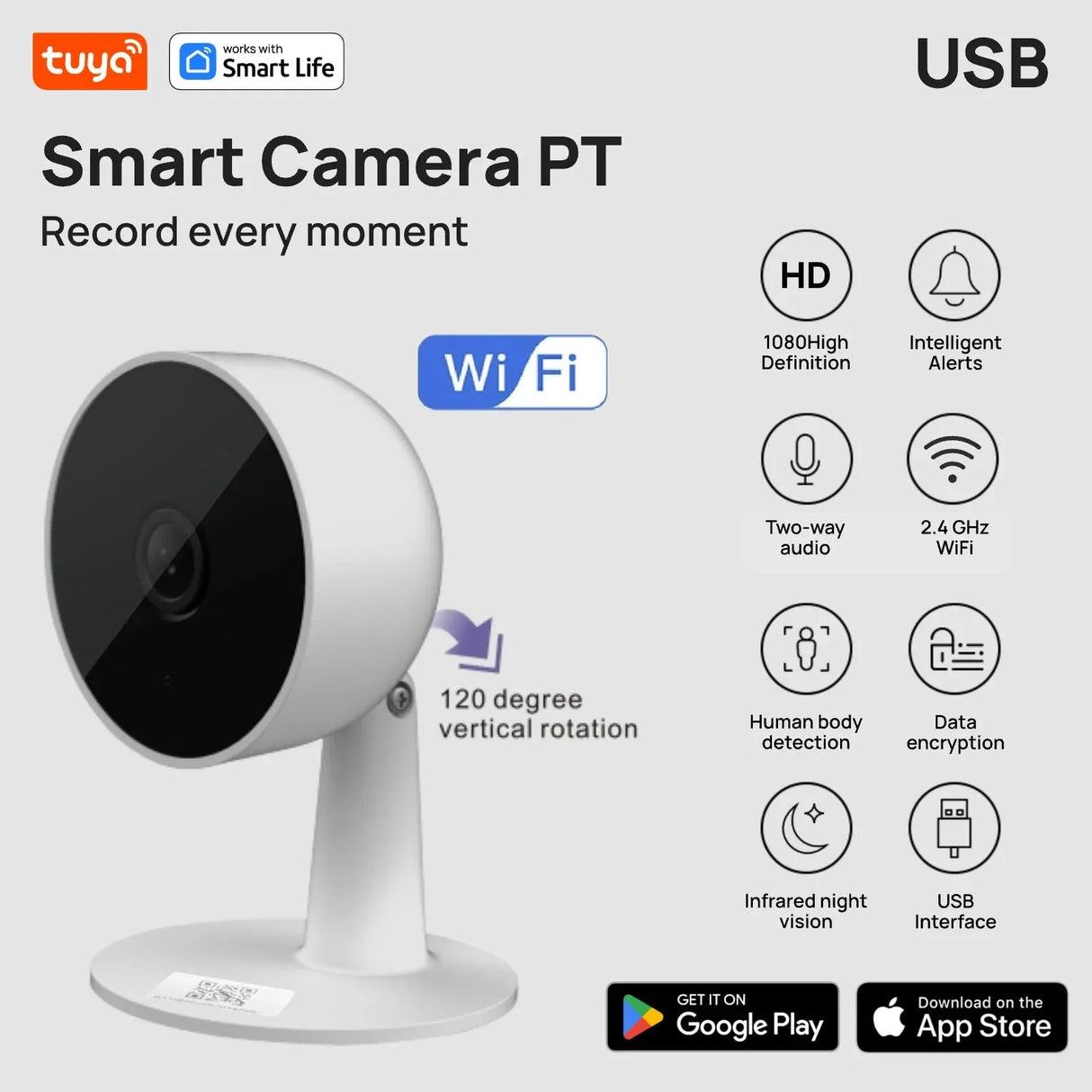 Tuya Smart 1080p Home Wi - Fi Camera - Real Time Alerts and Motion Tracking In HD