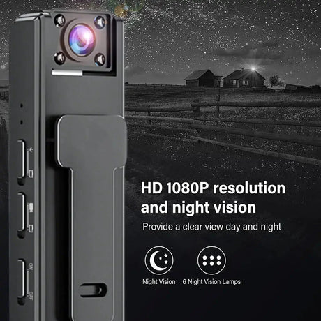 1080P Mini Body Camera With Audio Hands Free Waterproof Wearable Cam