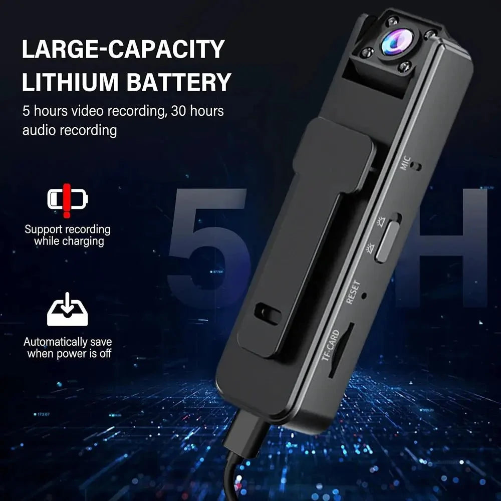 1080P Mini Body Camera With Audio Hands Free Waterproof Wearable Cam