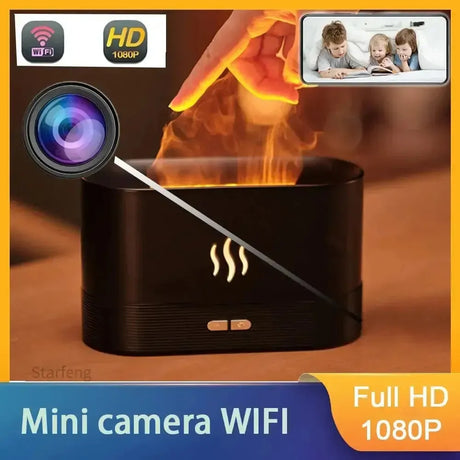 4K Mini WiFi Camera Mist Humidifier IR Night Vision Motion Detection Secure Home