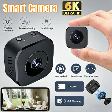 4K Mini WiFi Security Camera With 2 Way Audio Motion Alerts Night Vision