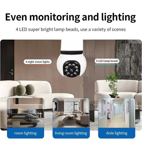 8MP E27 Bulb Camera WiFi Dual Audio Smart Tracking Color Night Vision 10X Zoom