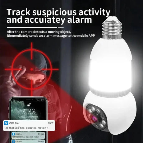 8MP E27 Bulb Camera WiFi Dual Audio Smart Tracking Color Night Vision 10X Zoom