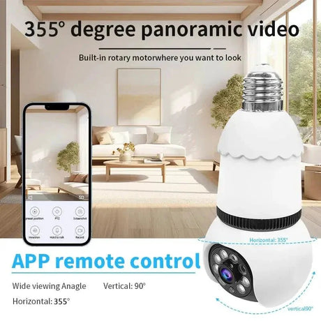 8MP E27 Bulb Camera WiFi Dual Audio Smart Tracking Color Night Vision 10X Zoom
