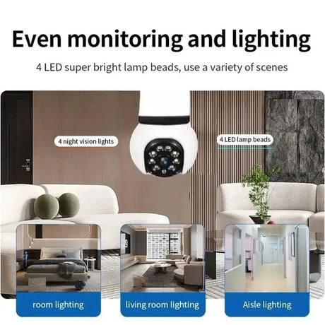 8MP E27 Bulb Camera WiFi Dual Audio Smart Tracking Color Night Vision 10X Zoom