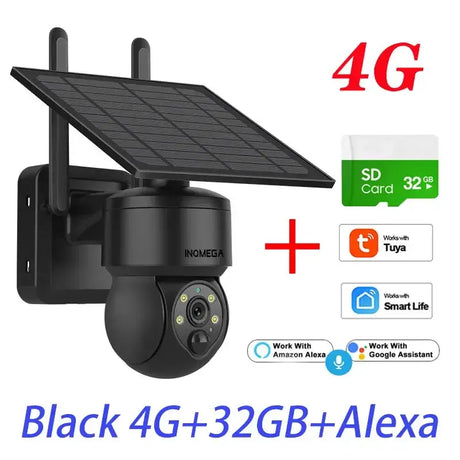 Tuya 3MP Solar Camera Outdoor WiFi Alexa 4G LTE SIM Light