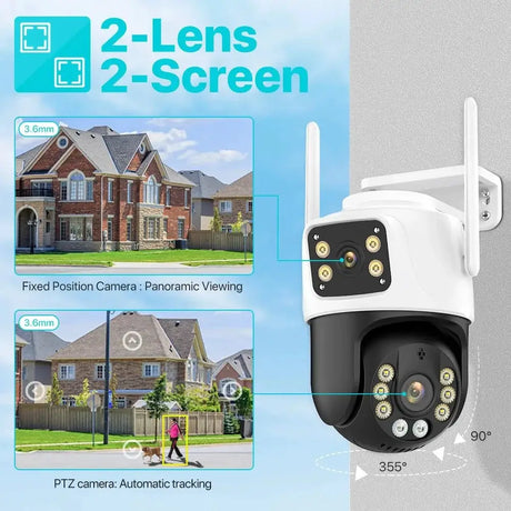 Dual Lens 360 Degree WiFi Camera IP66 Outdoor Security 8MP 4K PTZ - stepyours.com