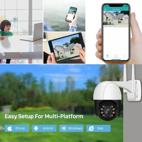 1080P PTZ WiFi IP Camera Outdoor - AI Human Detection 4X Digital Zoom H265 P2P - stepyours.com