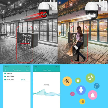 1080P PTZ WiFi IP Camera Outdoor - AI Human Detection 4X Digital Zoom H265 P2P - stepyours.com