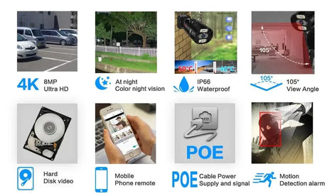 4K 8MP Outdoor Security IP Turret Camera PoE Onvif With Human Detection - stepyours.com