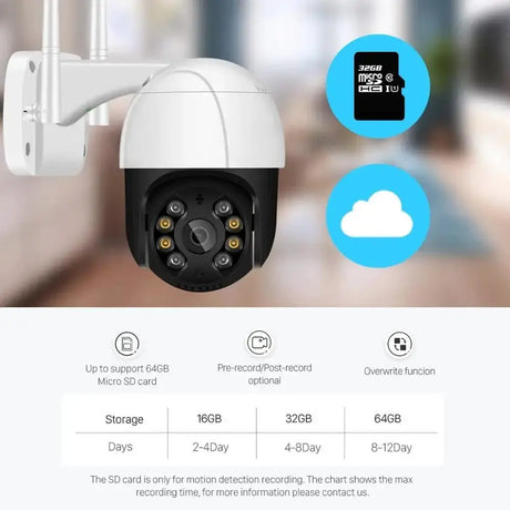1080P PTZ WiFi IP Camera Outdoor - AI Human Detection 4X Digital Zoom H265 P2P - stepyours.com