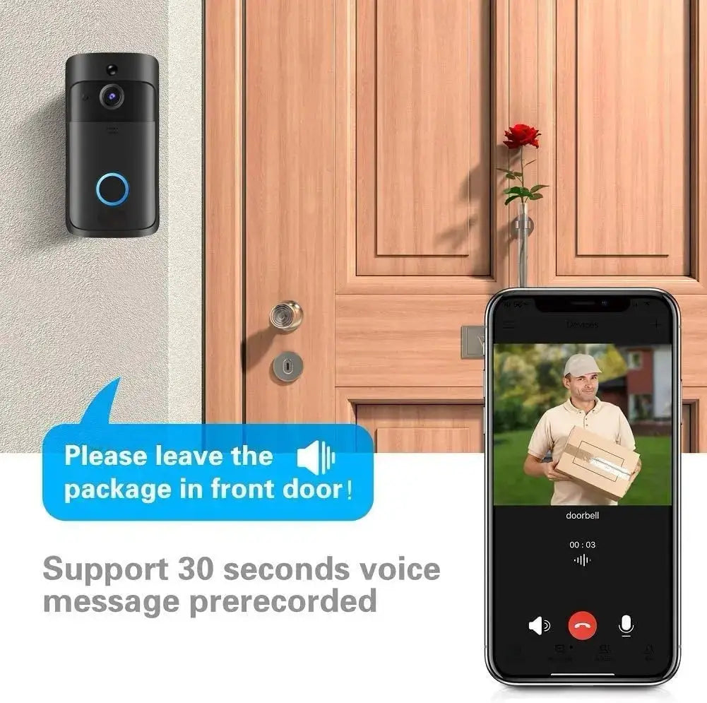 Video Doorbell Camera HD WiFi Doorbell Wireless Operated Motion Detector Audio & Speaker Night Vision for iOS&Android by stepyours.com