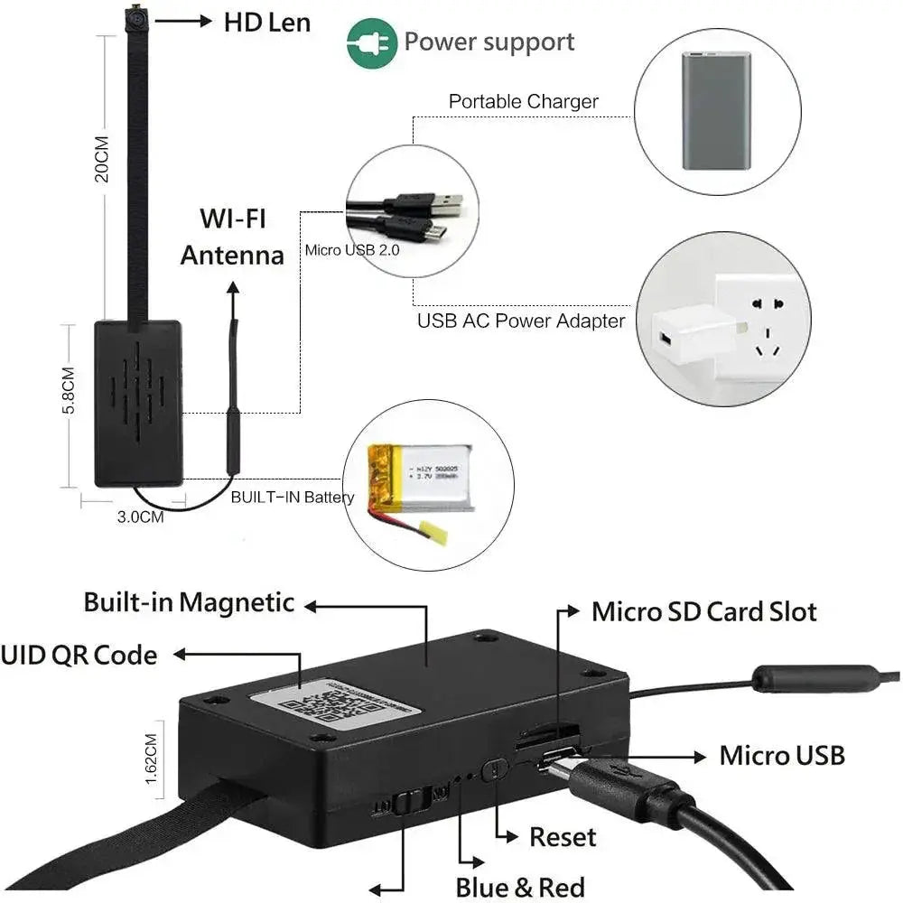Compact WiFi Nanny Camera With Motion Detection Remote