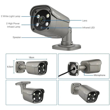 Techage AI PoE 4K Outdoor Security Camera With Two Way Audio For NVR - stepyours.com