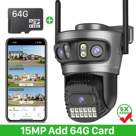 20MP PTZ WiFi Surveillance Camera 4 Lens 10X Zoom Outdoor Night Vision - stepyours.com