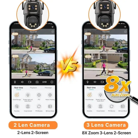 WONSDAR Outdoor WiFi IP Camera - 8x Zoom Triple Lens PTZ With Auto Tracking - stepyours.com