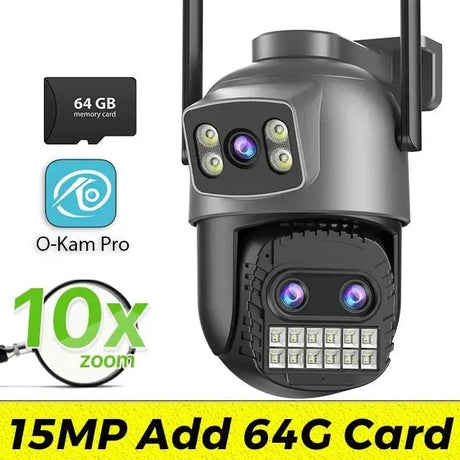 Outdoor Dual Screen IP Camera - 4K 15MP PTZ 10X Zoom AI Human Detection - stepyours.com