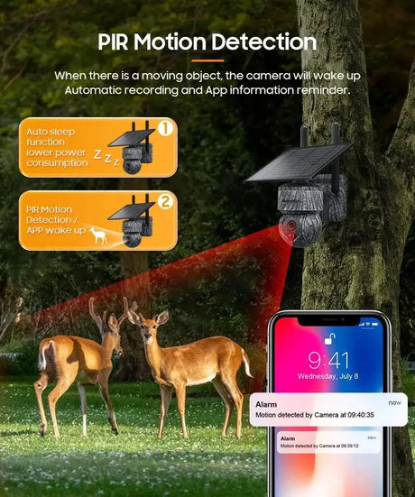 INQMEGA Solar Powered PTZ Camera 5MP 4MP WiFi 4G CCTV With Two Way Audio - stepyours.com