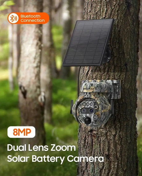 Shiwojia 12X Zoom 4K Solar Camera With Dual Lens 4G 360 Degree View - stepyours.com