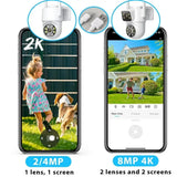 Hooked On 8MP 4K WiFi PTZ Camera Dual Lens Outdoor Security ICSEE App - stepyours.com
