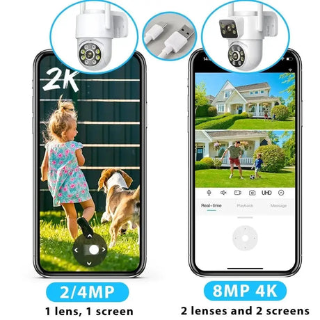 Hooked On 8MP 4K WiFi PTZ Camera Dual Lens Outdoor Security ICSEE App - stepyours.com