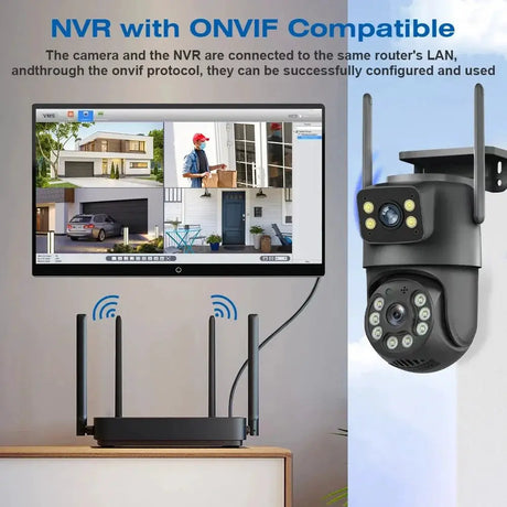 Icsee 8MP WiFi PTZ CCTV Camera Dual Screen Auto Tracking Night Vision Outdoor - stepyours.com