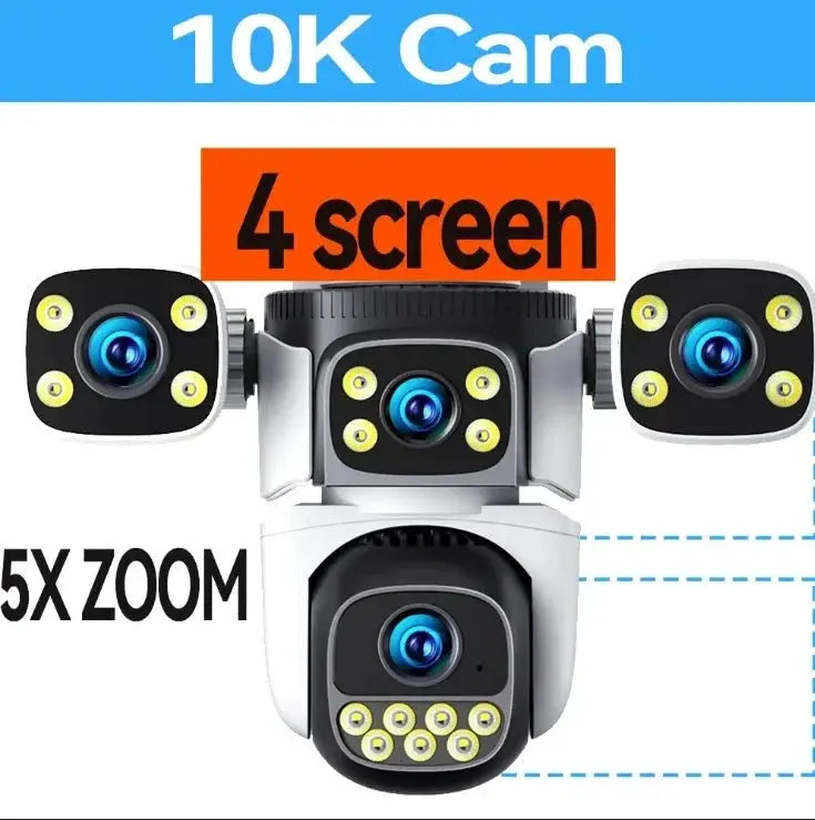 Outdoor WiFi PTZ CCTV Camera With 5X Zoom Four Lens Night Vision - stepyours.com