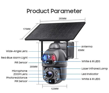 SHIWOJIA Solar 4G Security Camera With 360 Night Vision And 36X Zoom - stepyours.com