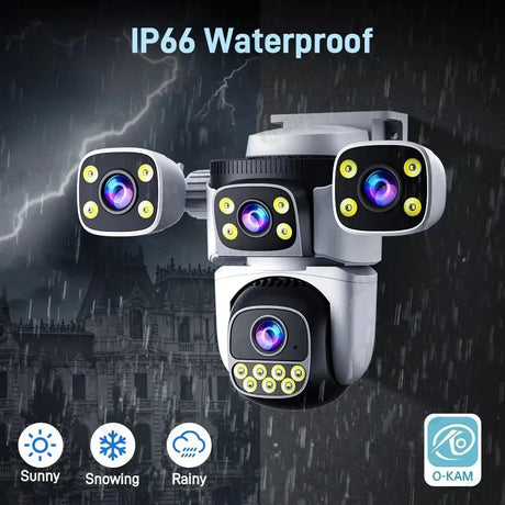 Outdoor WiFi PTZ CCTV Camera With 5X Zoom Four Lens Night Vision - stepyours.com