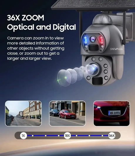 SHIWOJIA Solar 4G Security Camera With 360 Night Vision And 36X Zoom - stepyours.com