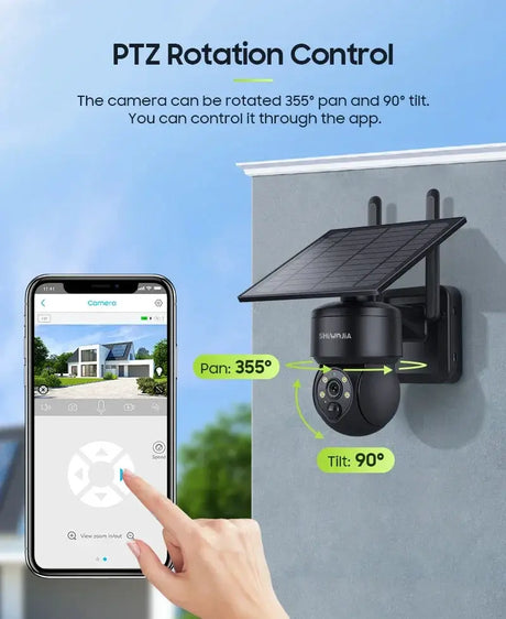 Shiwojia Wifi Wireless PTZ Solar Camera 4G SIM Outdoor 4MP