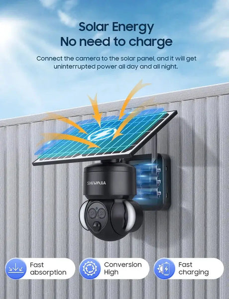 Shiwojia 6MP Solar Camera With 4G Sim Card Outdoor 12X Zoom