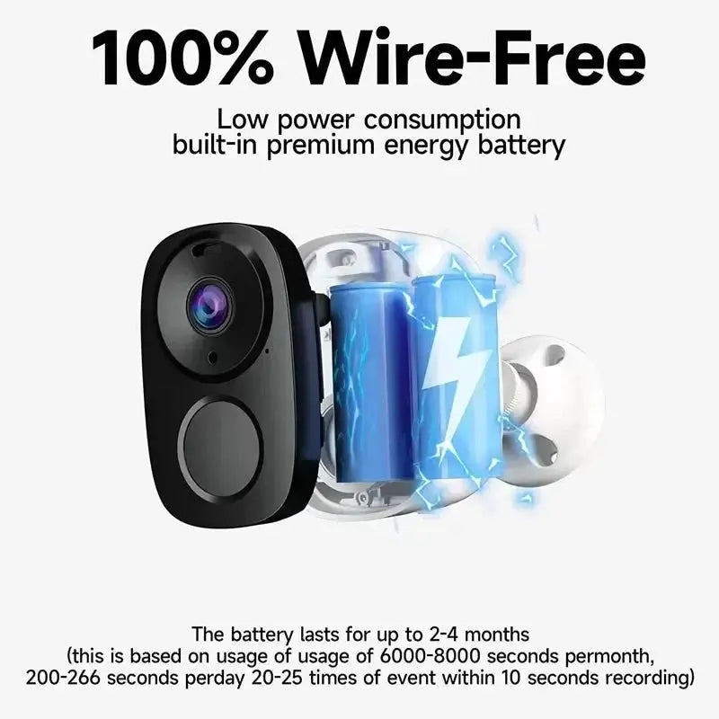 NOCCLIL Wireless Outdoor Security Camera 2K Battery Powered IP66 Weatherproof - stepyours.com