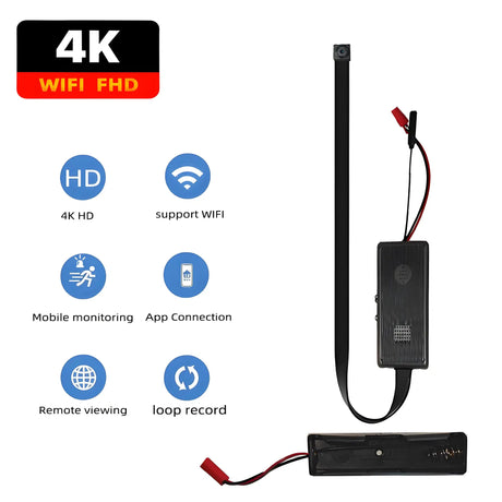 4KFHD, WIFI Miniature Camera, Supports APP Remote Viewing, Motion Detection, Loop Storage, Portable 1080P Small Camera