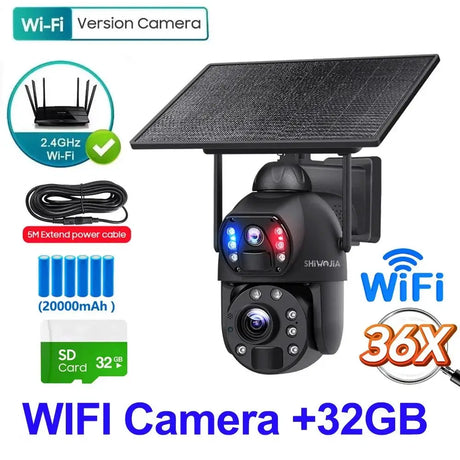 SHIWOJIA Solar 4G Security Camera With 360 Night Vision And 36X Zoom - stepyours.com