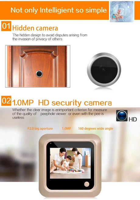 2.4’ Hidden Peephole 120° Intelligent Digital Door Viewer Monitor Take Picture Anti Cat Eye Peek Camera 240*320 visual doorbell by stepyours.com