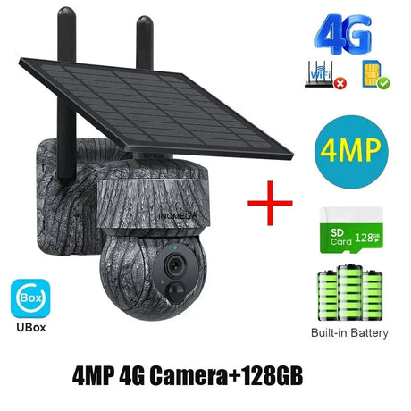 INQMEGA Solar Powered PTZ Camera 5MP 4MP WiFi 4G CCTV With Two Way Audio - stepyours.com