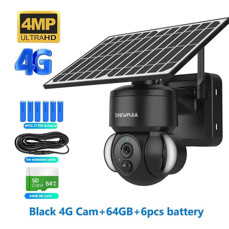 Shiwojia WiFi Solar Powered Security Camera 4MP Outdoor