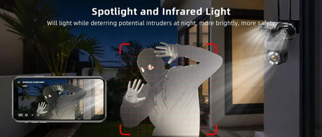 10K 20MP Outdoor WiFi Security Camera 360 Degree PTZ With 4 Lenses And 16X Zoom - stepyours.com
