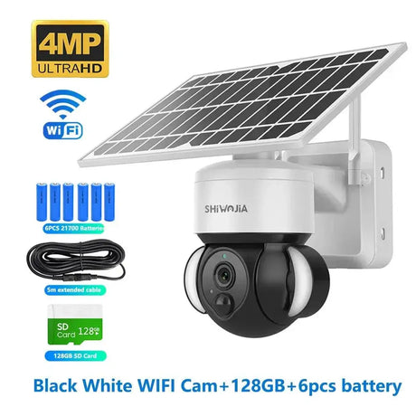 Shiwojia WiFi Solar Powered Security Camera 4MP Outdoor