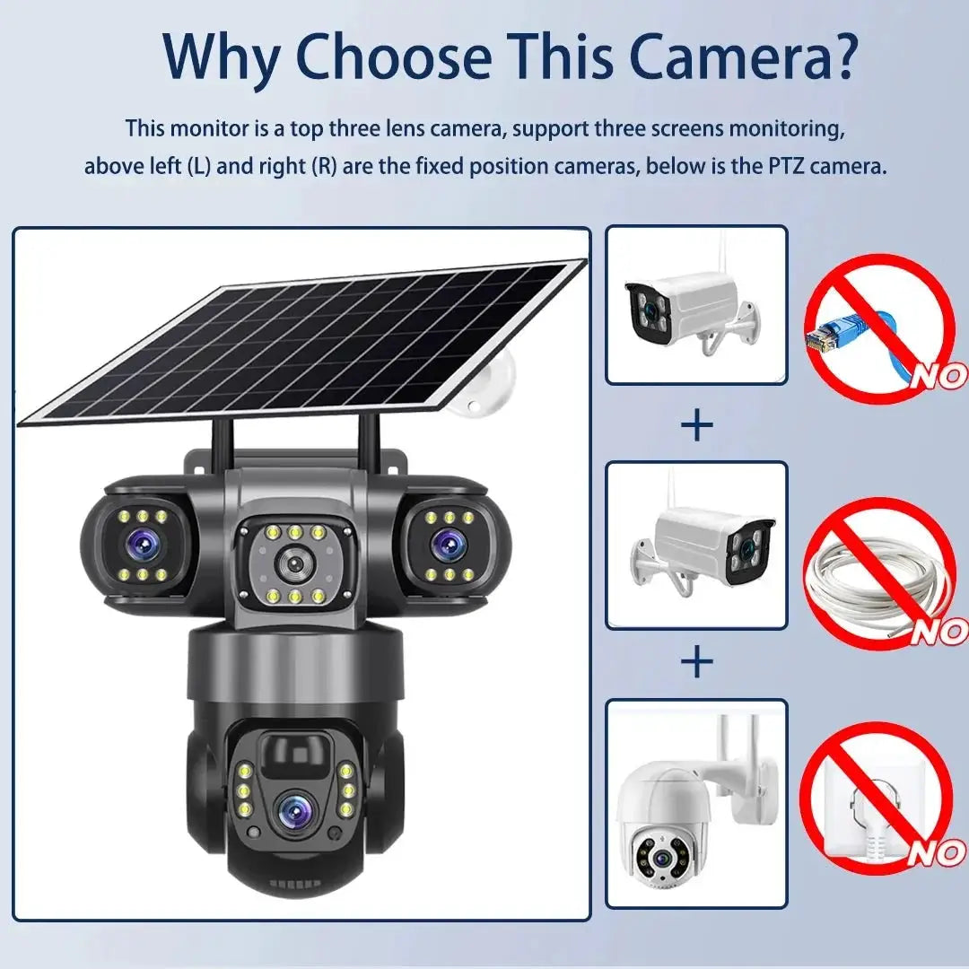 2 Pack Outdoor Security Camera System - 15MP Triple Lens 4G Solar Auto Tracking - stepyours.com