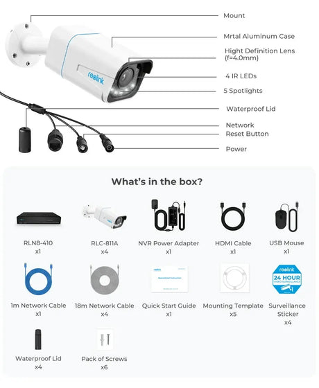 Reolink 8CH 4K Security Camera System 8MP IP Cameras Kit Pro