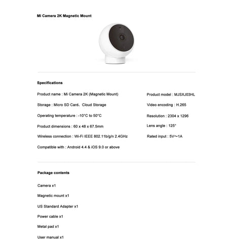 Xiaomi Smart IP Camera Standard Edition 2K HD Infrared Night Vision AI Alarm - stepyours.com