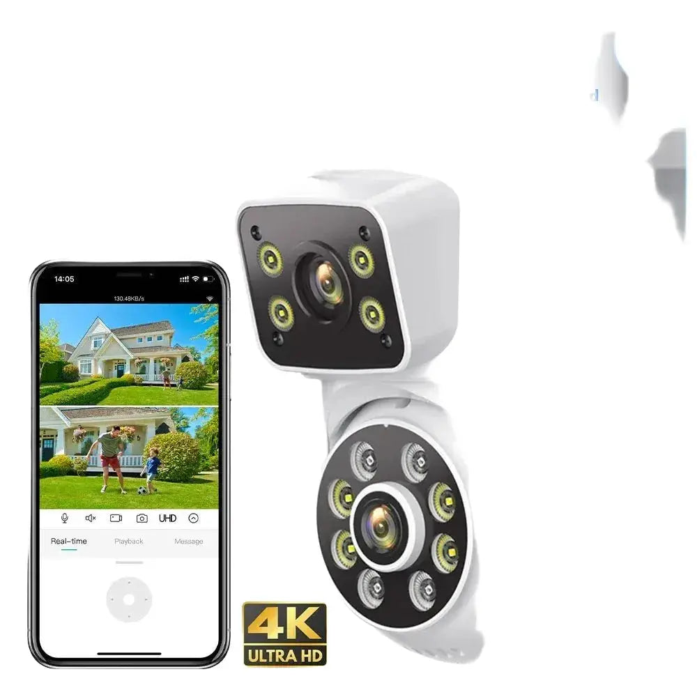 Hooked On 8MP 4K WiFi PTZ Camera Dual Lens Outdoor Security ICSEE App - stepyours.com