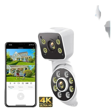Hooked On 8MP 4K WiFi PTZ Camera Dual Lens Outdoor Security ICSEE App - stepyours.com
